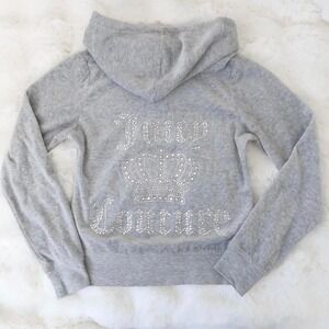 juicy couture grey velour zip up hoodie